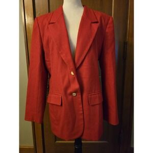 Vintage Pendleton Red 100% Virgin Wool Blazer Womens Size 14 Two Button Lined